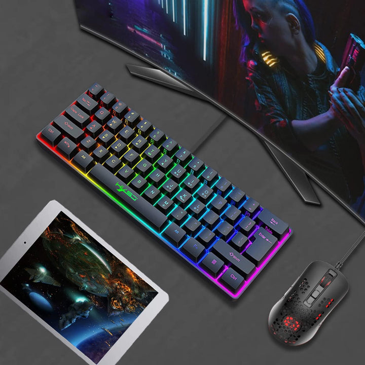 KUIYN 60% kabelgebundene kompakte Gaming-Tastatur 61 Tasten 11 Full Key RGB-Hintergrundbeleuchtungse