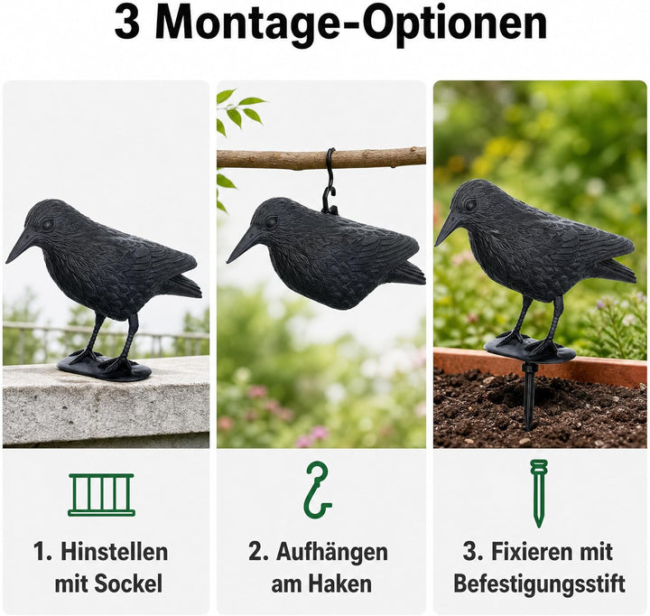 Brandsseller 5er-Set Taubenschreck Rabe Krähe abwehr von Kleinvögeln und Tauben Vogelschreck Tierfre