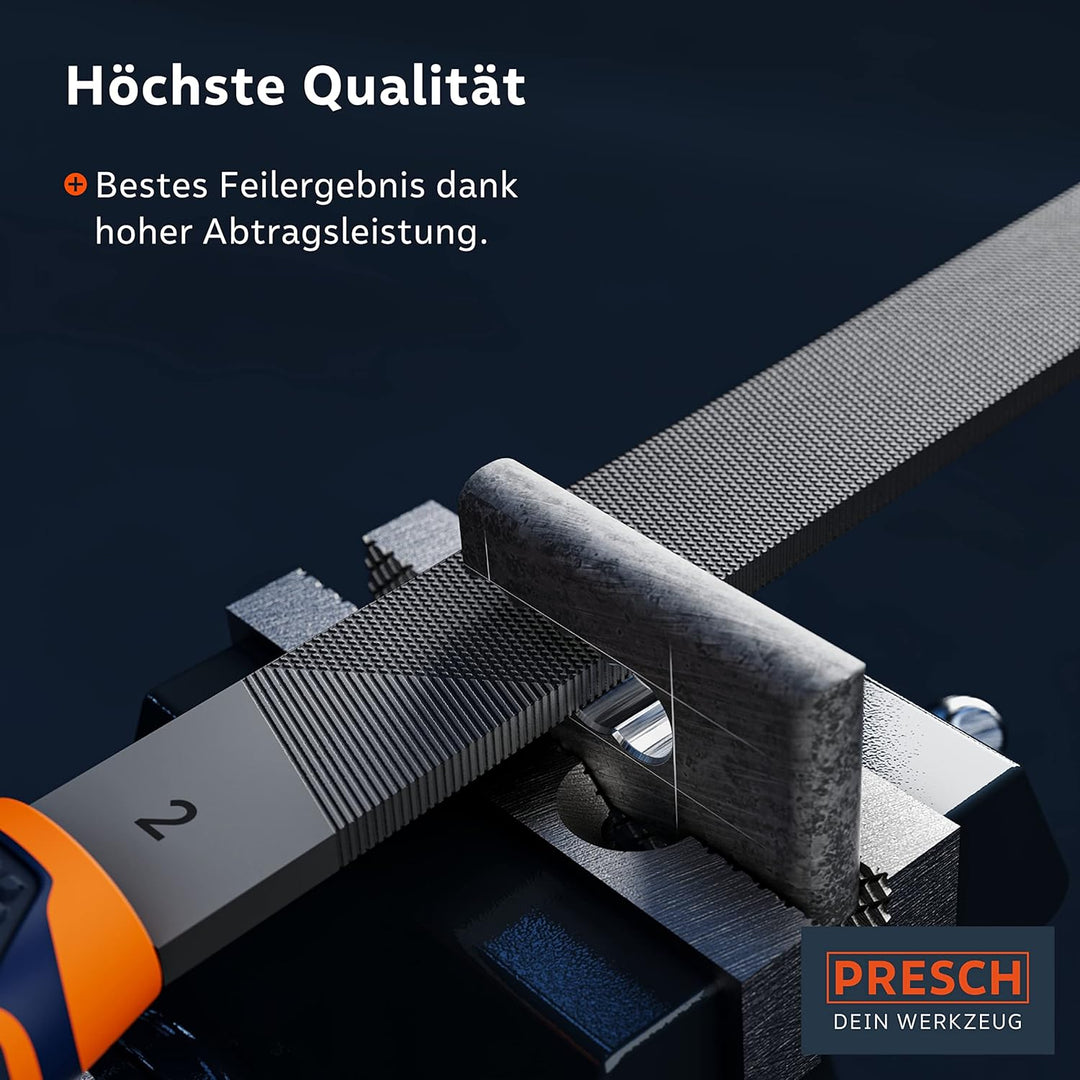 Presch Werkstattfeilen Set 5tlg. inkl Rolltasche - Hochwertiges Metallfeilen Set mit Hieb 2 inkl. Fl