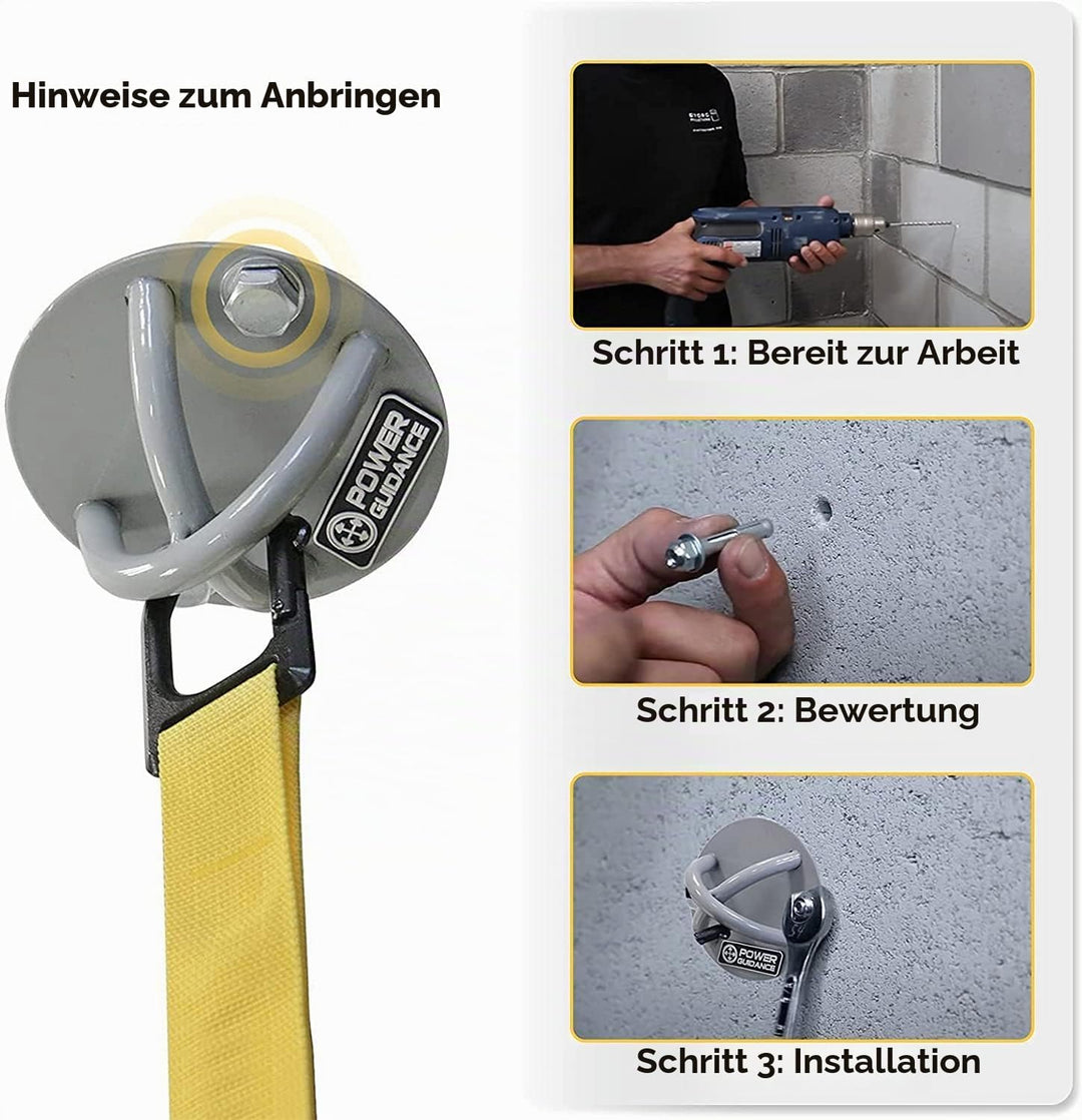 POWER GUIDANCE Hook Wandhaken Deckenanker -Ceiling Anchor Wandhalterung für Aufhängegurte, Gymnastik