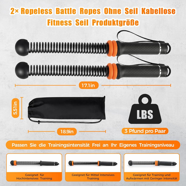 Ropeless Battle Ropes Weighted Battle Rope Ohne Seil 2X Tragbare Battle Ropes mit Tragetasche Seillo