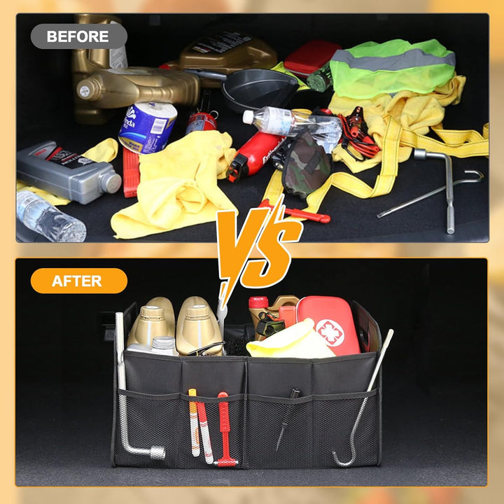 Auto Kofferraum Organizer, Kofferraumtasche, Zusammenklappbarer Auto Organizer Kofferraum mit Fächer