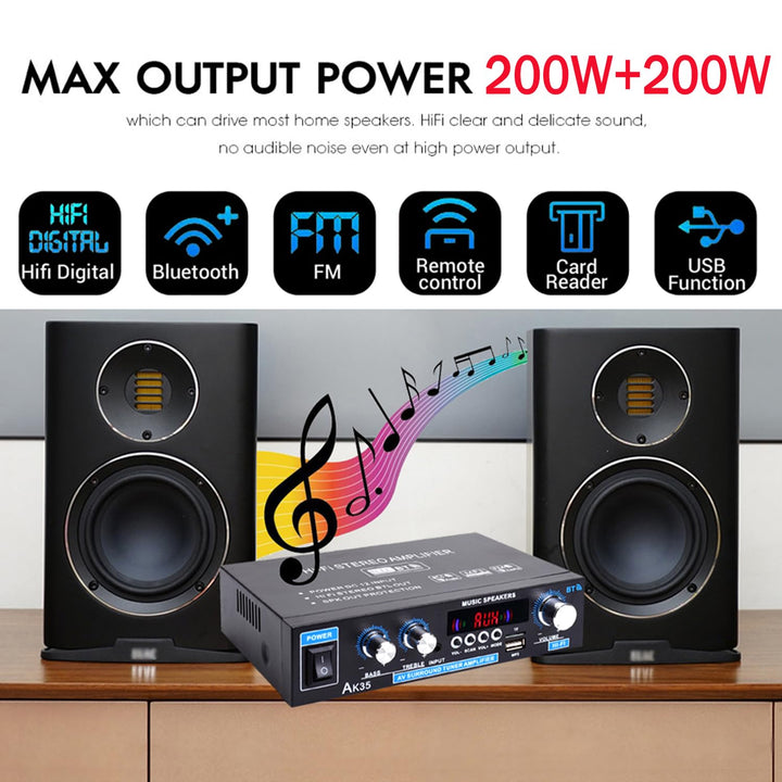 WOOPKER AK35 HiFi-Verstärker, Bluetooth 5.0 Mini Verstärker HiFi Stereo Heimkino Stereo av Receiver