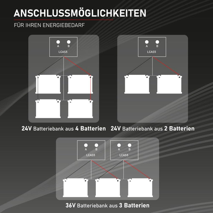Loadchamp Batterie Ladungsausgleicher Ausgleichslader Balancer 24V 36V 48V Solar Akku Single, Single