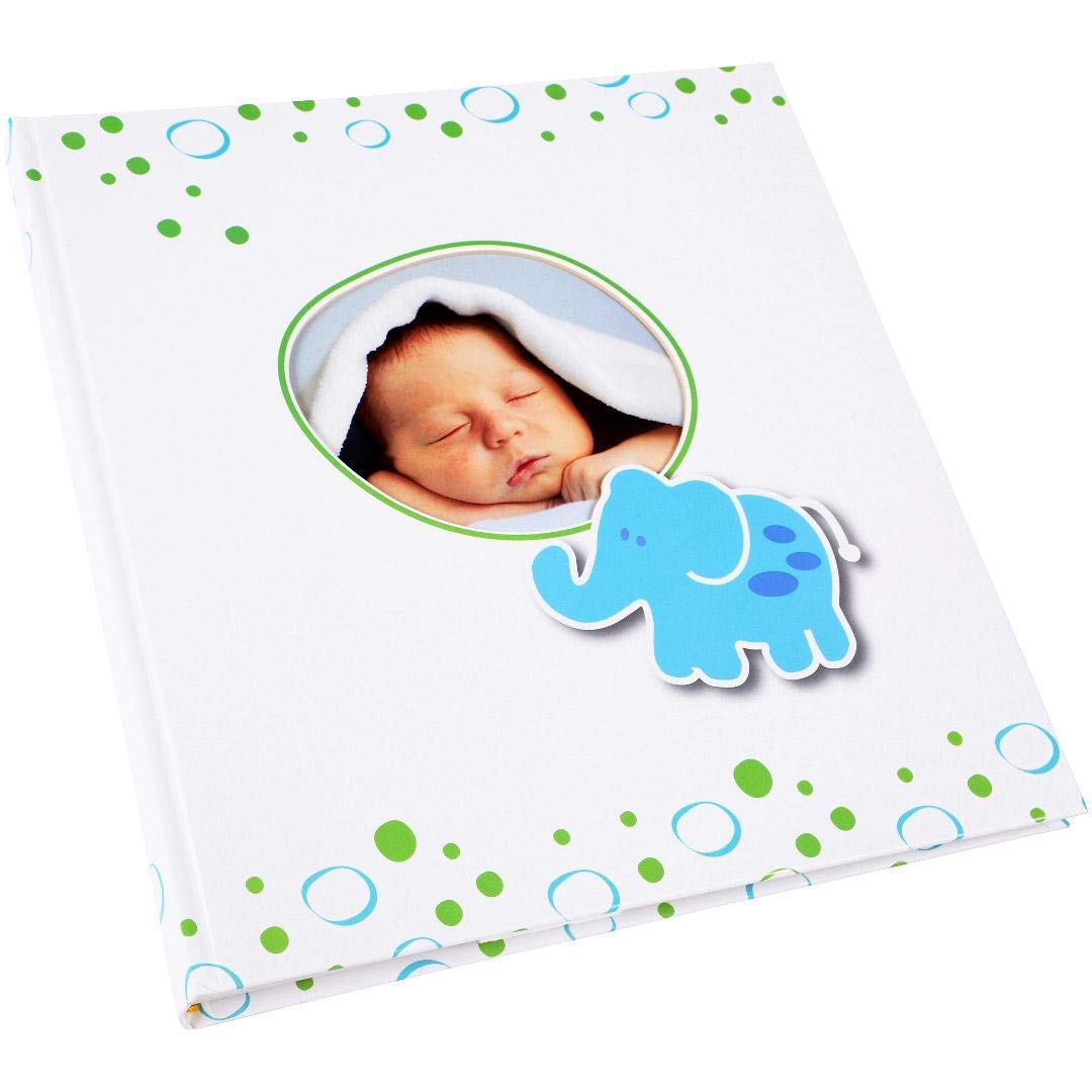 goldbuch Babyalbum mit Fensterausschnitt, Elefant, 30 x 31 cm, 60 weisse Blankoseiten mit 4 illustri