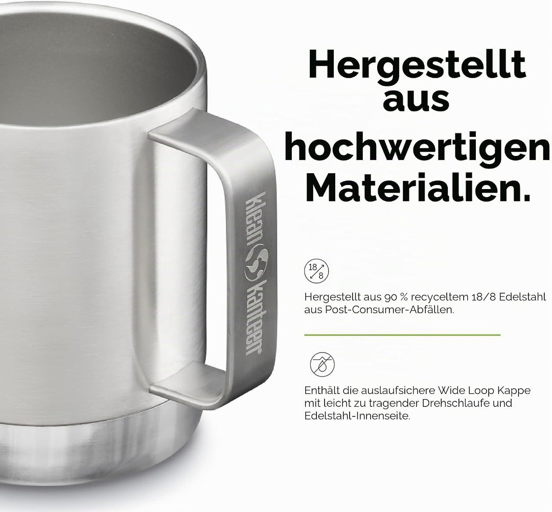 Klean Kanteen Isolierbecher, 340 ml, gebürsteter Edelstahl