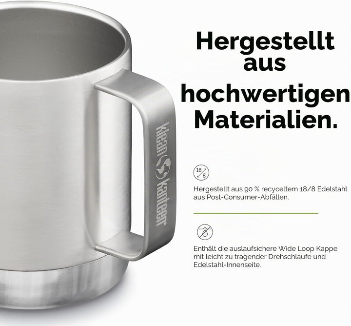 Klean Kanteen Isolierbecher, 340 ml, gebürsteter Edelstahl