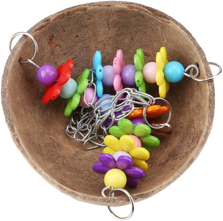 Papagei Nest,Natürlich Kokosnuss schalen Nest Acryl Schaukel Hängematte Spielzeug füttern Anlage für