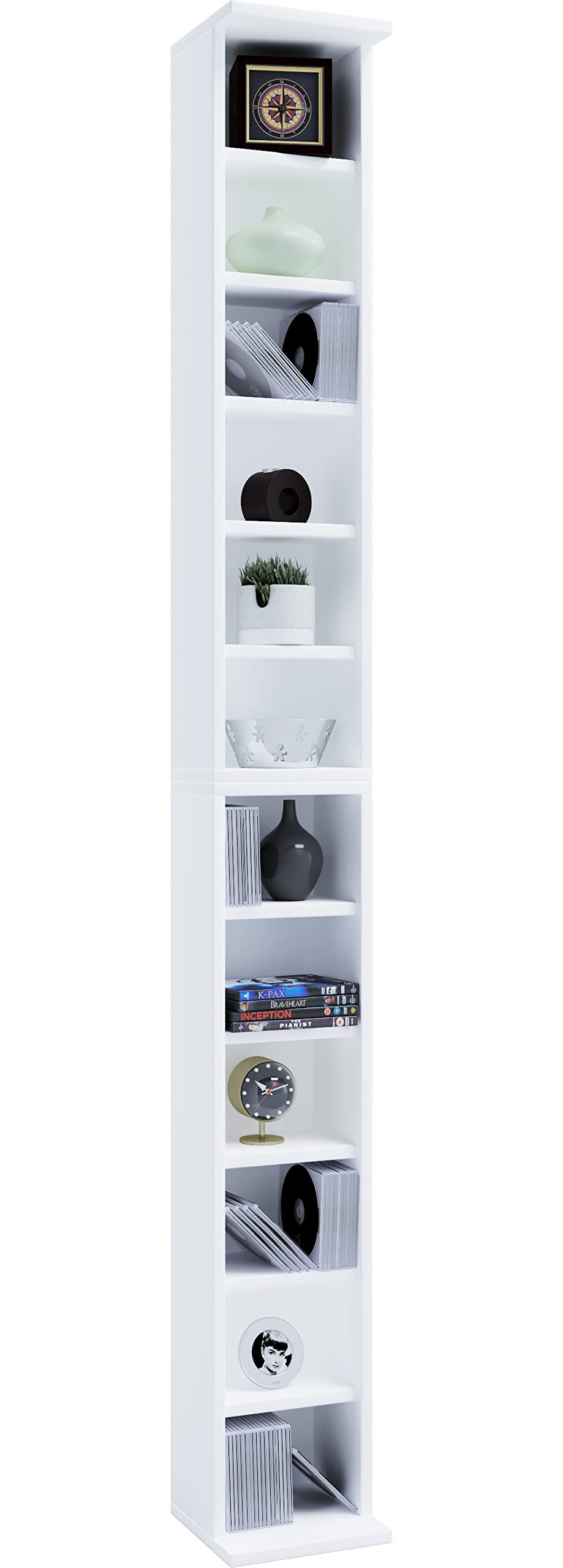 VCM Holz CD DVD Stand Aufbewahrung Standregal Bücherregal Deko Regal Bigol Weiss, Weiss
