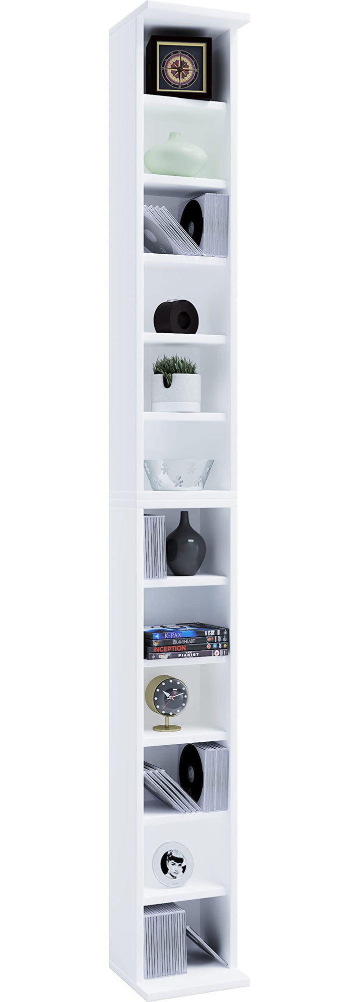 VCM Holz CD DVD Stand Aufbewahrung Standregal Bücherregal Deko Regal Bigol Weiss, Weiss