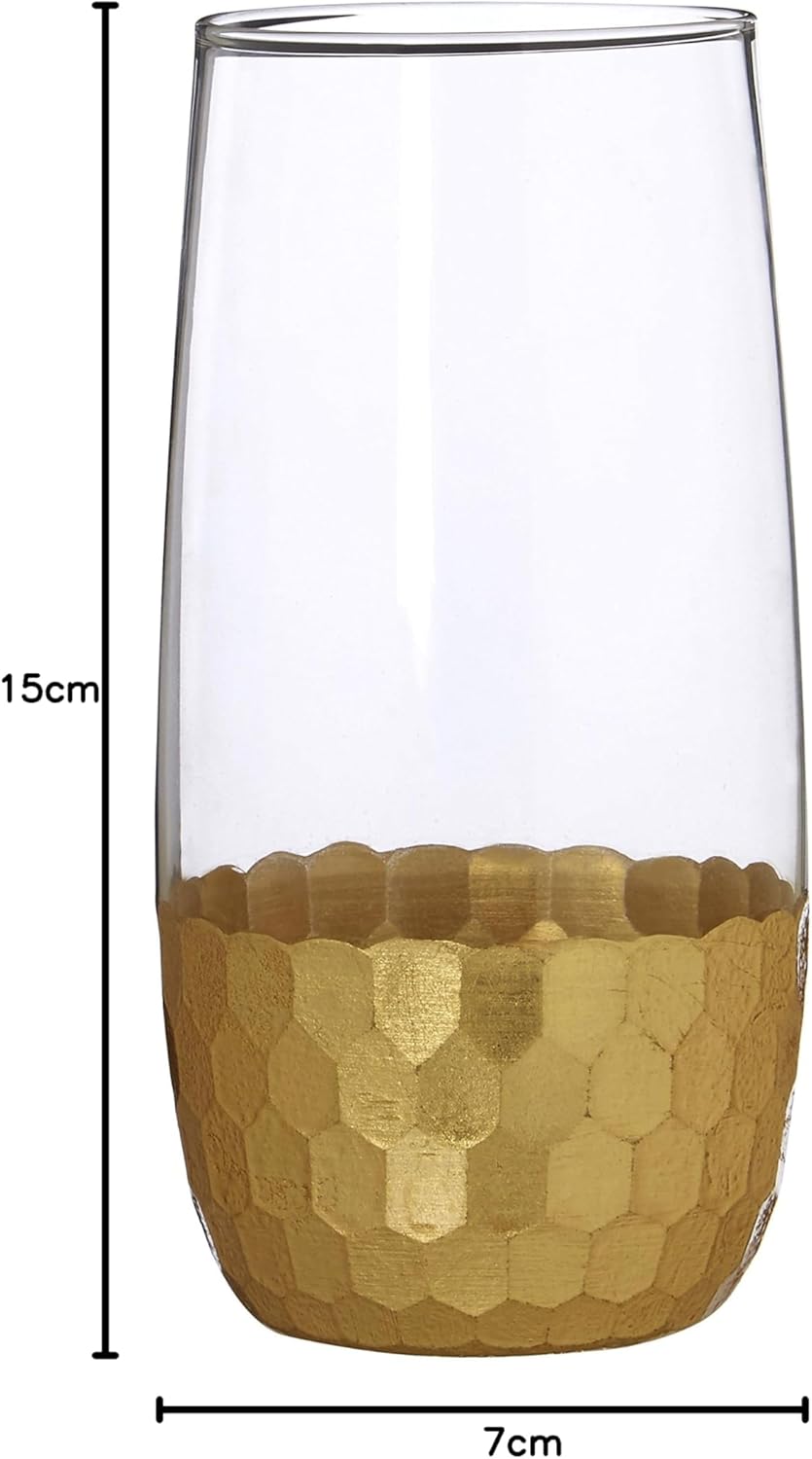 Premier Housewares vastrid High Ball Gläser, Gold, 7 x 7 x 15 cm, 4 Stück 7 x 7 x 15 cm, 7 x 7 x 15