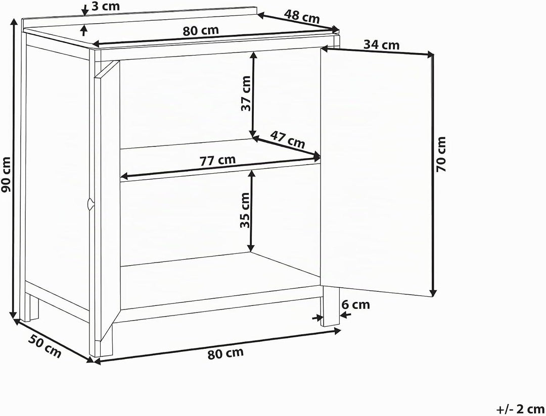Beliani Outdoor-Küchenschrank Akazienholz braun breit 50x80x90 cm mit 2 Türen Venosa