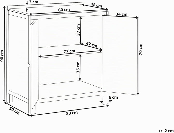 Beliani Outdoor-Küchenschrank Akazienholz braun breit 50x80x90 cm mit 2 Türen Venosa