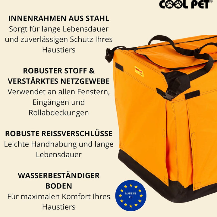 COOL PET Reisebox, Hundebox L 70 * 52 * 52cm, Box für Reise, Käfig, Zwinger (orange), orange