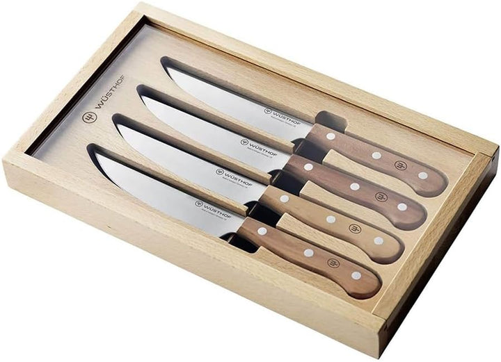 WÜSTHOF Steakmessersatz mit 4 Messern Pflaumenholzgriffe, Pflaumenholzgriffe