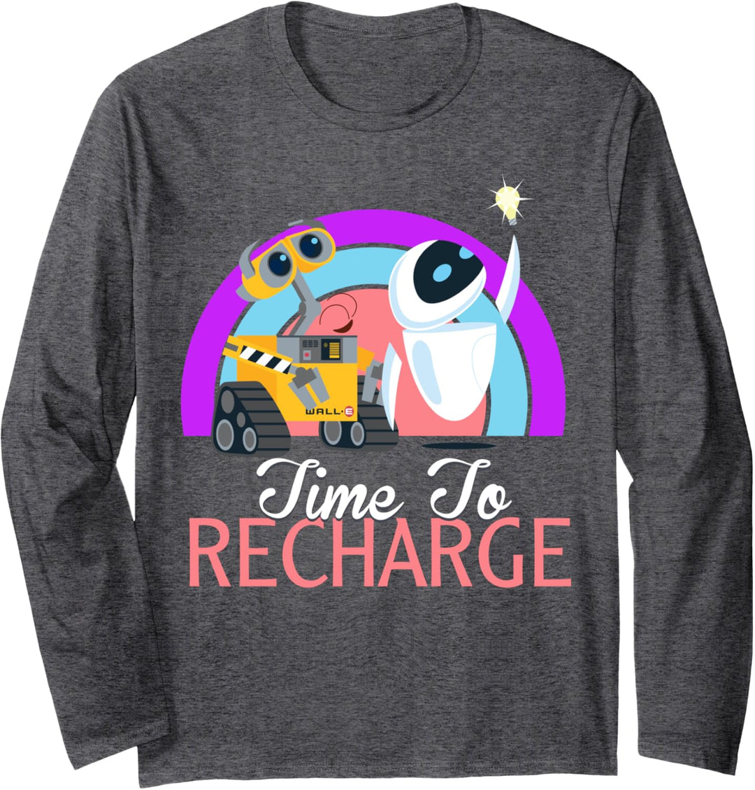 Disney Pixar Wall-E And Eve Time To Recharge Portrait Langarmshirt