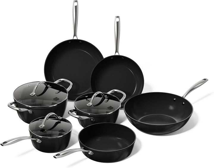 Cook & Pan - Signature Topfset und Pfannenset, 7-teilig-Induktionsgeeignet-PFAS frei Keramik-Beschic