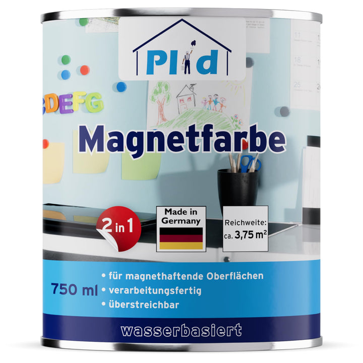 plid® Magnetfarbe Anthrazitgrau - [überstreichbar] - auf Wänden, Türen, Möbeln - z. B. Holz,-Metall-