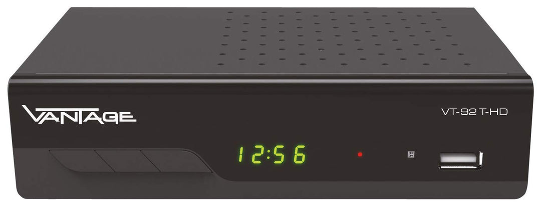 Vantage VT-92 T-HD Receiver (DVB T2, HEVC, Display, USB, HDMI, SCART, Mediaplayer) schwarz Single, S