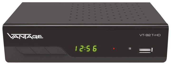 Vantage VT-92 T-HD Receiver (DVB T2, HEVC, Display, USB, HDMI, SCART, Mediaplayer) schwarz Single, S