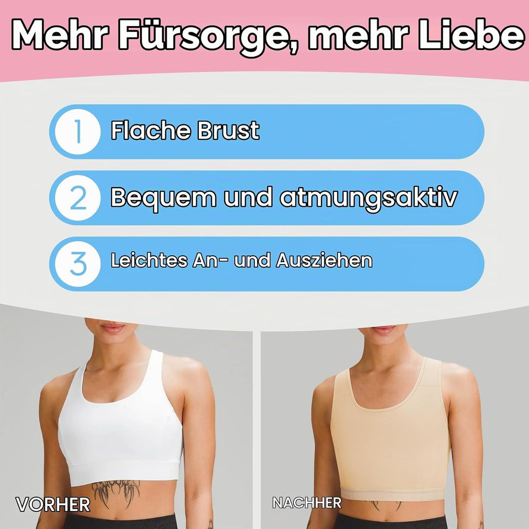 Brust Binder für Transgender FTM Atmungsaktive Halb Breast Binder Kompression BH Nude L, Nude L