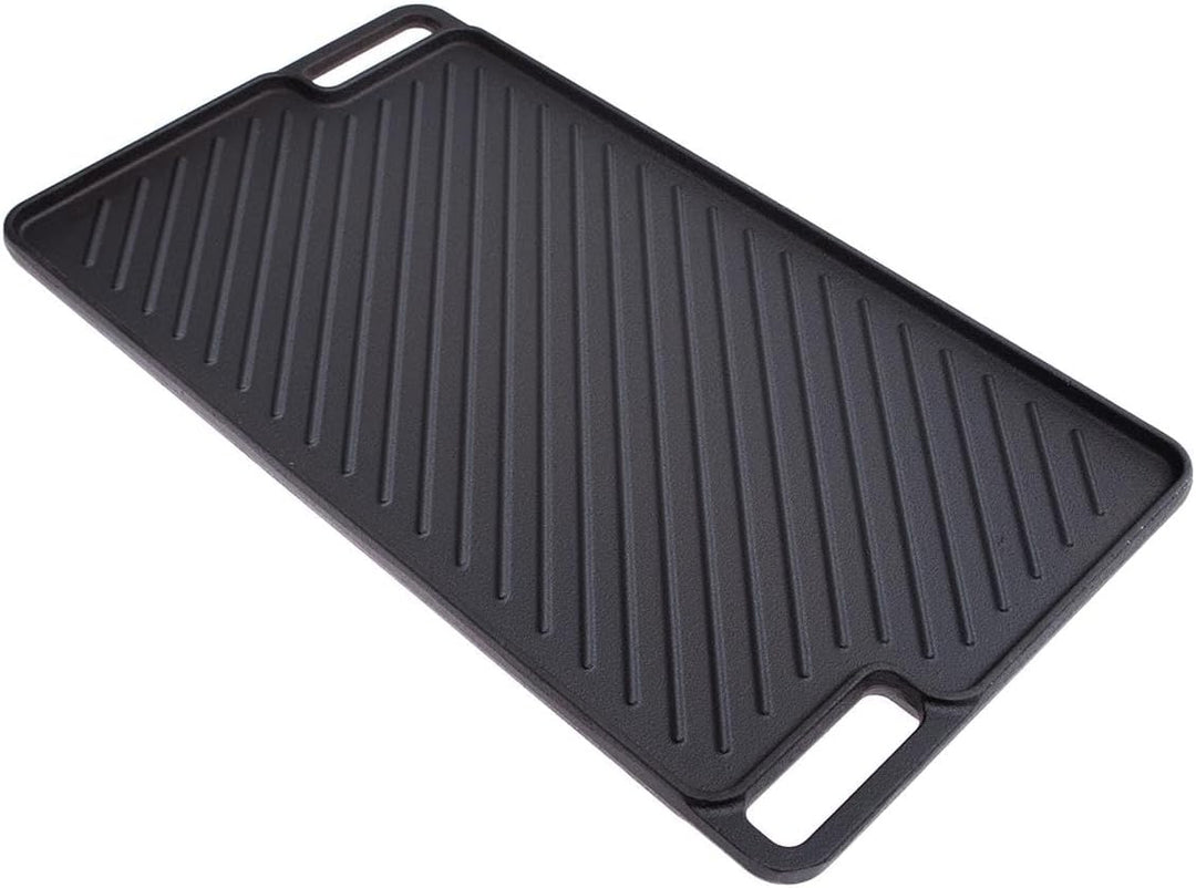 Allpax Grillplatte aus Gusseisen 46×26 cm – Wendbare Grillpfanne glatt & gerillt, hitzebeständig bis
