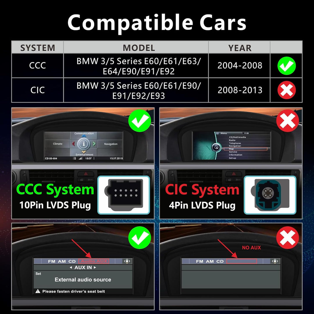 Linux Autoradio Blitzstart kompatibel mit BMW 3er/5er E60 E61 E63 E64 E90 E91 E92 (2005-2008) CCC iD