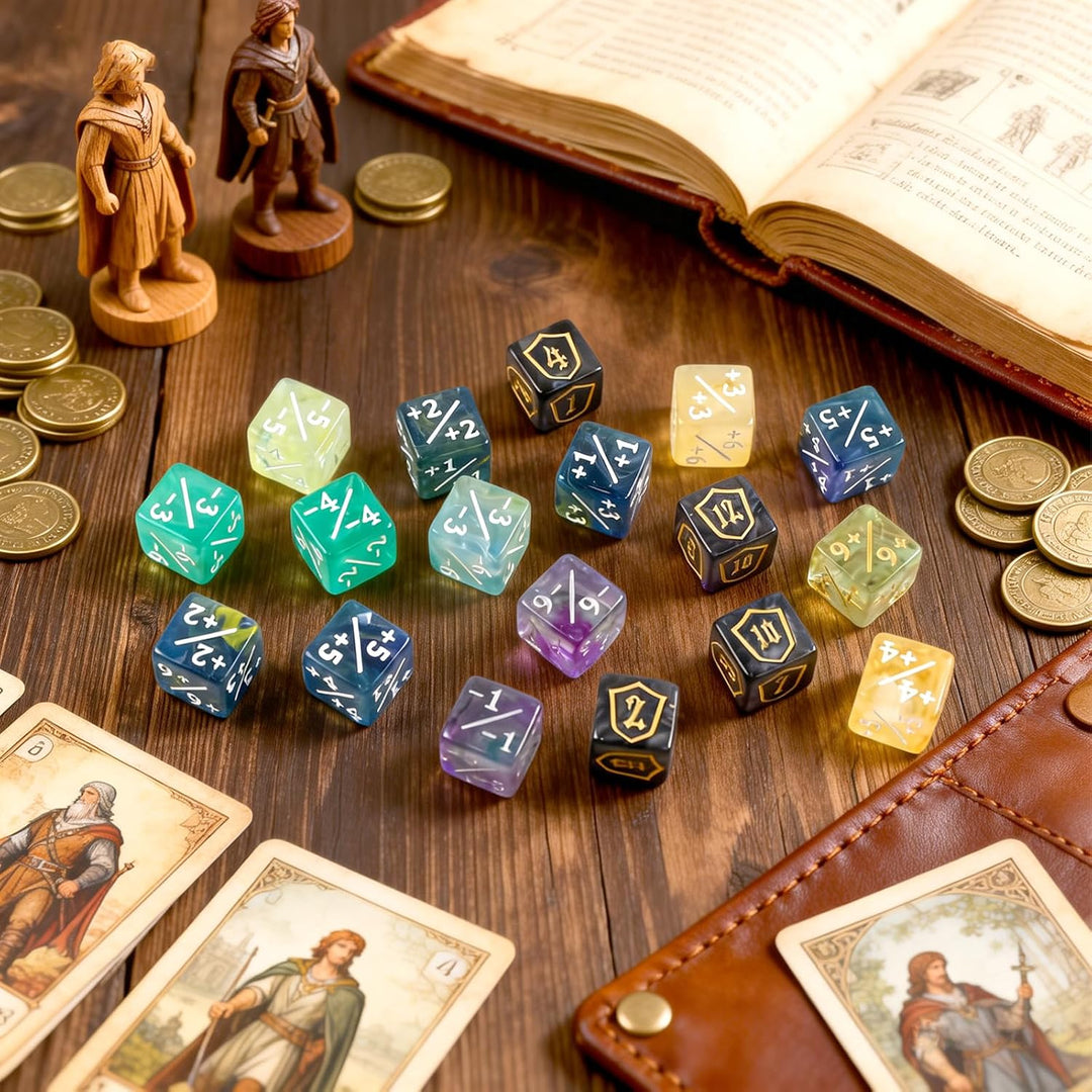 80 Stück MTG Würfelzähler Set, D6 D20 Dice, MTG-Commander Würfel-Set | AbilityKeyword Zähler, Schild