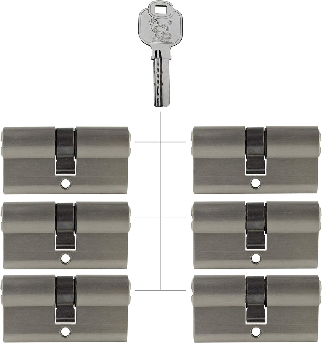 6x Profilzylinder gleichschliessend 80 mm 40x40mm inkl. 15 Schlüssel