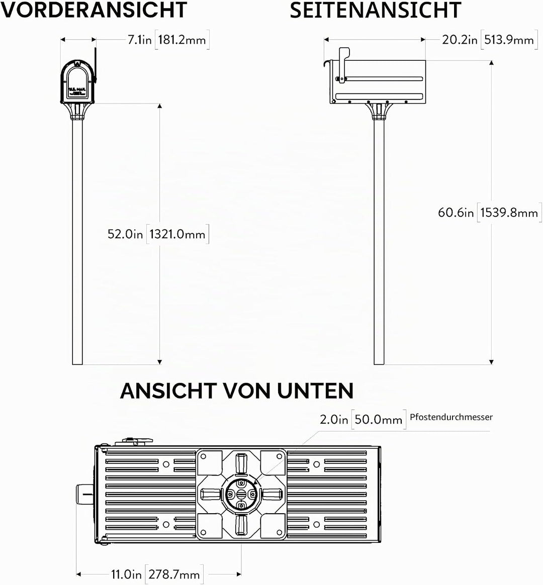 Architectural MAILBOXES 7680B-10 MB1 Briefkasten und Erdpfosten-Set, Bl, M, Bl