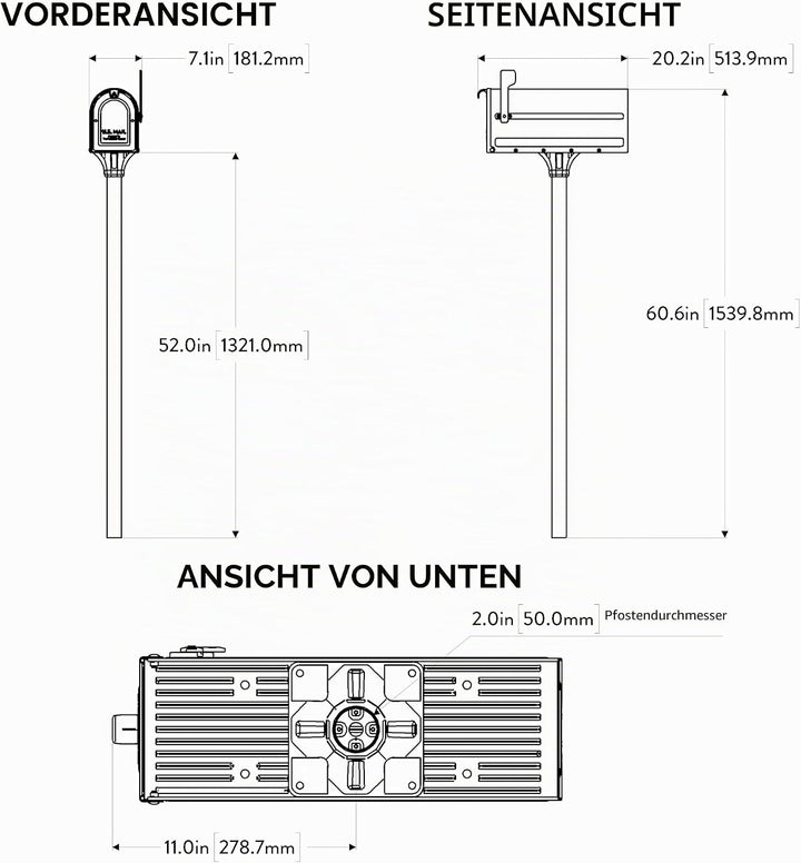 Architectural MAILBOXES 7680B-10 MB1 Briefkasten und Erdpfosten-Set, Bl, M, Bl