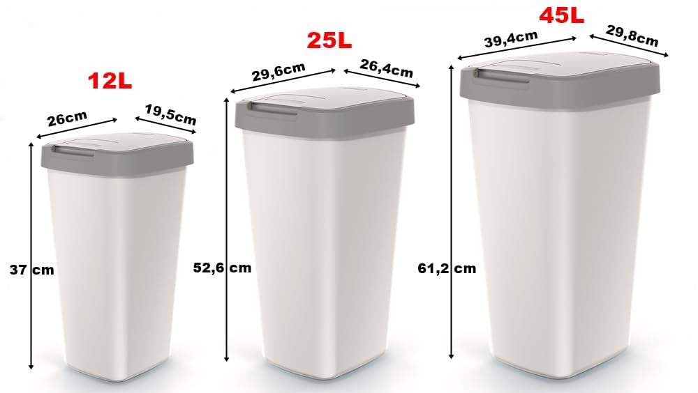 Mülleimer Müllbehälter Abfalleimer Biomülleimer Aschgrau mit Deckel Abfallsammler Mülltonne Papierko