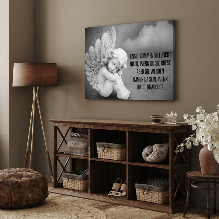 wandmotiv24 Leinwandbild, Sprüche, 80x60cm, Querformat, Engel, Deko, Bilder auf Leinwand, Wanddeko,