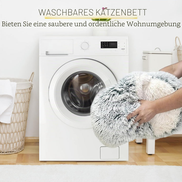 YUDANSI Katzenbett, 40cm Überdachtes Hundebett Katzenhöhlenbett Donut für Kätzchen welpen, Plüsch Ku