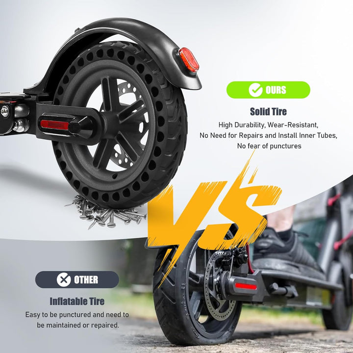 Amitor für Xiaomi M365 Hinterrad Komplett, All-in-One Vollgummireifen E Scooter 8,5 Zoll mit Felge,