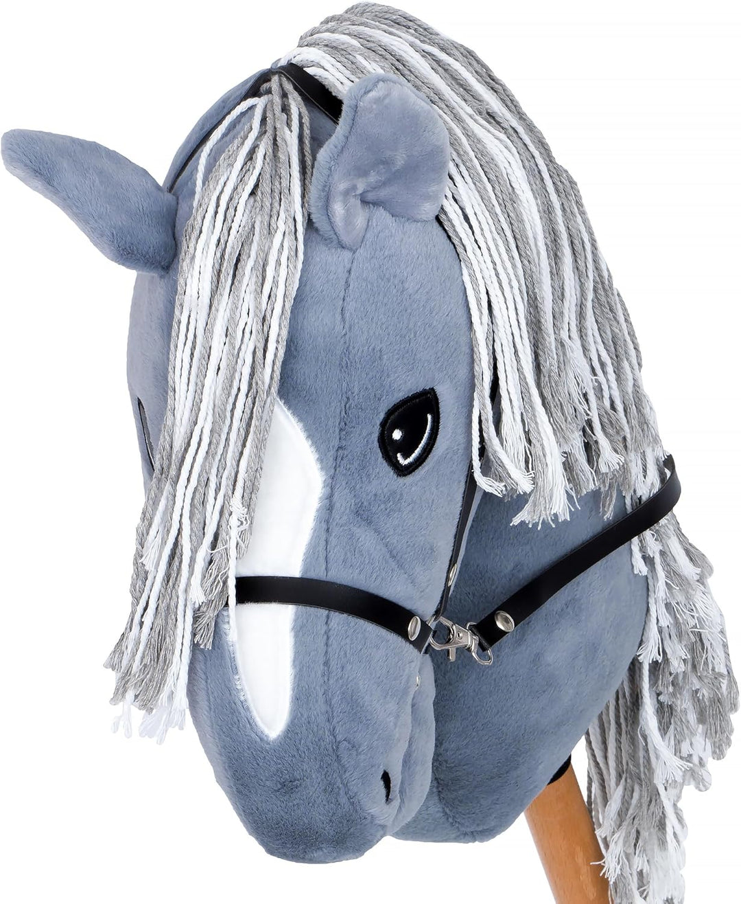 Start Hobby Horse Steckenpferd aus Plüsch mit Holzstock – Realistisches Stockpferd mit Langer Mähne