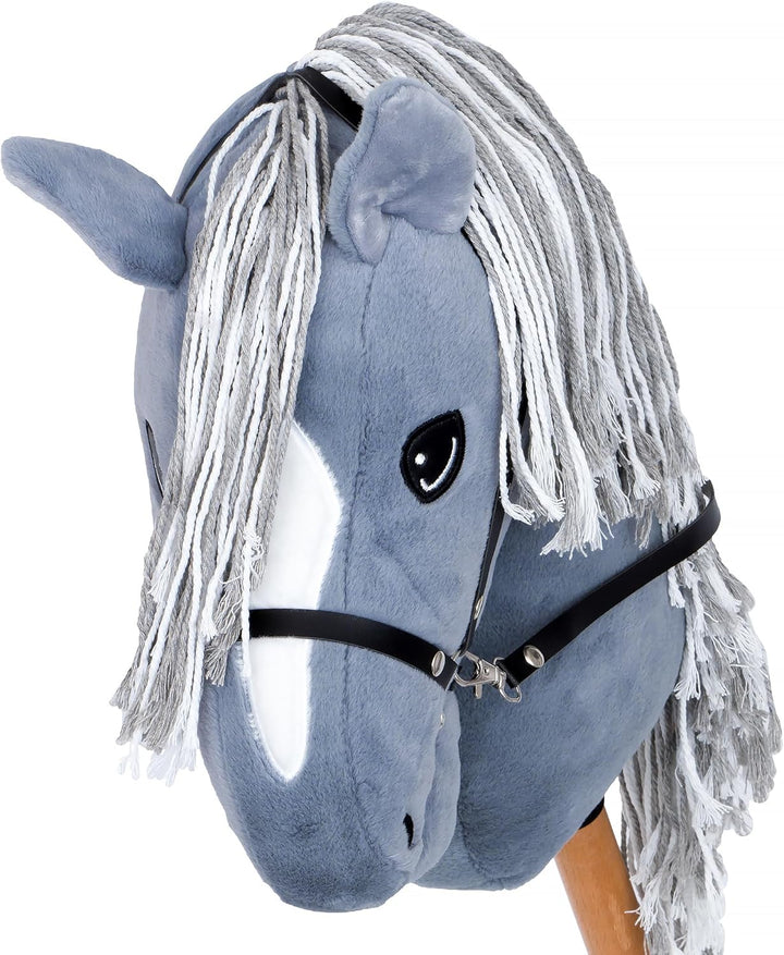Start Hobby Horse Steckenpferd aus Plüsch mit Holzstock – Realistisches Stockpferd mit Langer Mähne