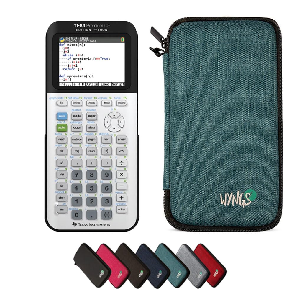CALCUSO Sparpaket: TI-83Premium CE Python Grafikrechner + WYNGS Schutztasche türkis + Erweiterte Gar