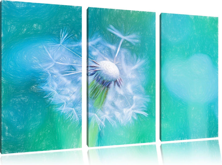 Pixxprint Schöner weisser Löwenzahn als Leinwandbild/Grösse: 3 Teilig (120x80) / Wandbild/Kunstdruck
