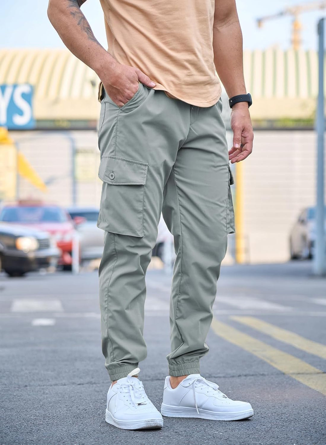 Cargohose Herren Lang Casual Jogginghose Stretch Arbeitshosen Regular Fit Cargo Hosen Elastische Her