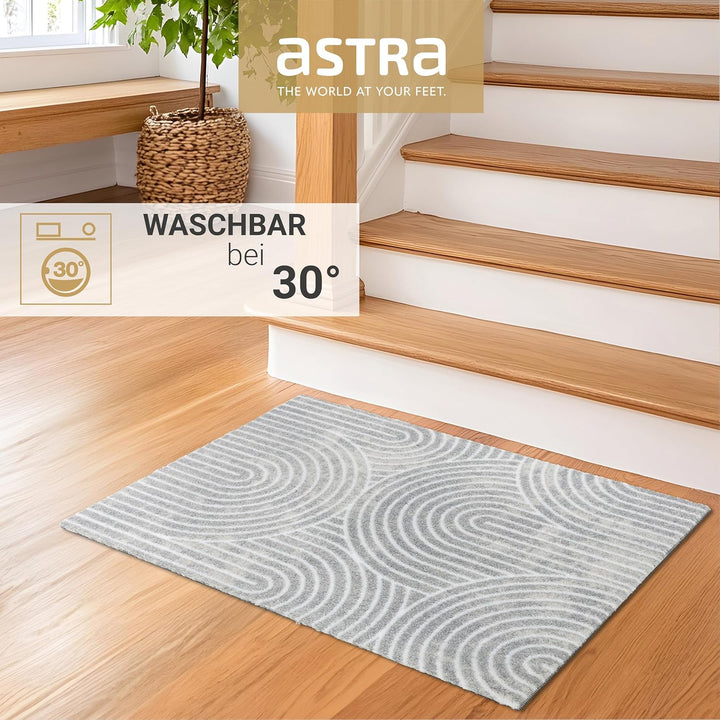 Astra rutschfeste Sauberlaufmatte innen - Kringel hellgrau 50 x 70 cm - Wohnraum Fussmatte Design -