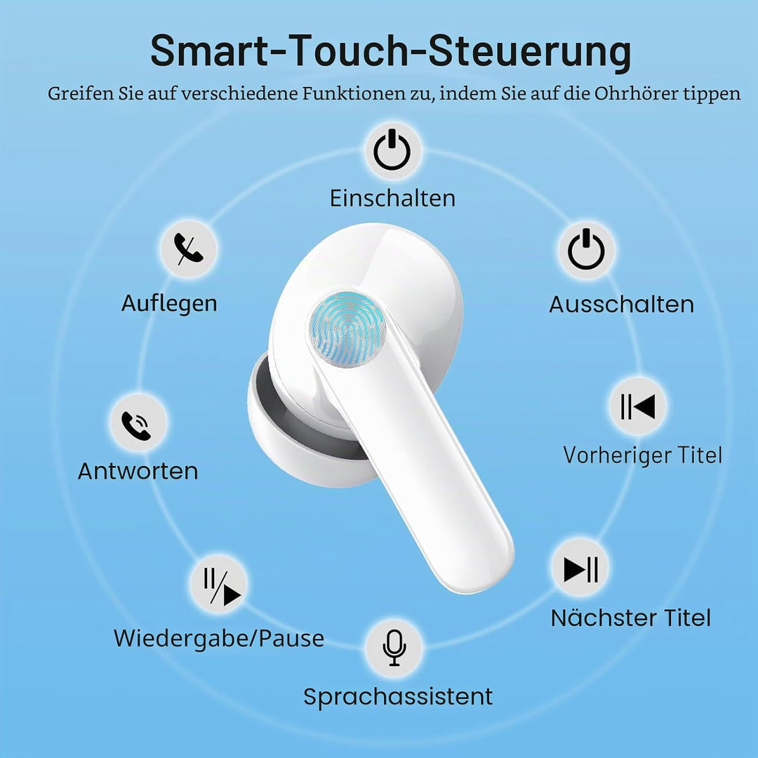 Kopfhörer Kabellos Bluetooth, In Ear Kopfhörer Bluetooth 5.3 mit 4 ENC Noise Cancelling Mic, 2026 Ne