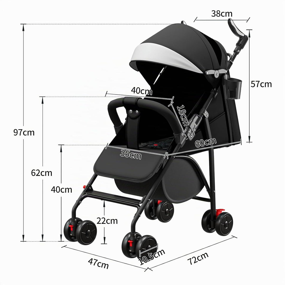 Kinderwagen ab 0-4 Jahre, 0-28 kg,reisebuggy mit liegefunktion，federleichter, kompakter Buggy, 3 Lie