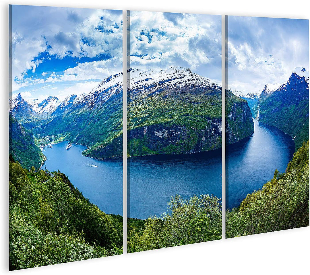 islandburner Bild auf Leinwand Geiranger Fjord Schöne Natur Norwegen Bilder Wandbilder Poster Leinwa