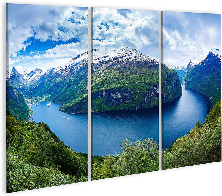 islandburner Bild auf Leinwand Geiranger Fjord Schöne Natur Norwegen Bilder Wandbilder Poster Leinwa