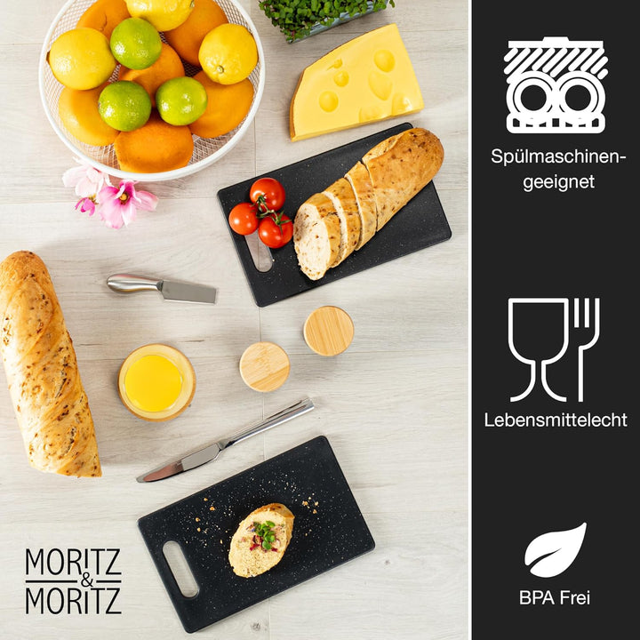 Moritz & Moritz 4x Schneidebrett Kunststoff Set in Granit Optik - 25 x 15 cm - Schneidebretter BPA f