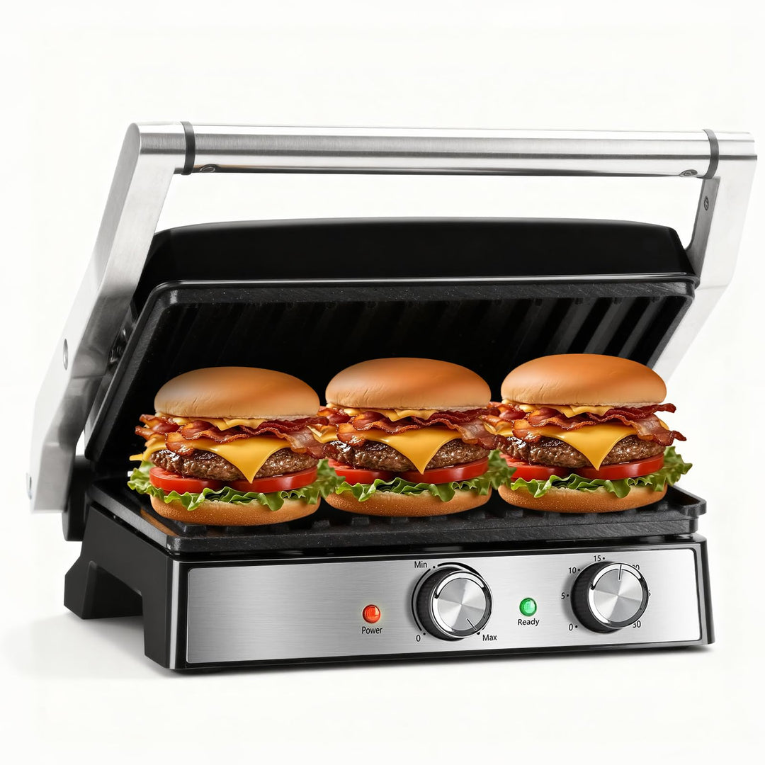 KEINVE Kontaktgrill, Keramikbeschichteter, 30 Minuten Timer. Panini Grill und Sandwichmaker für Sand