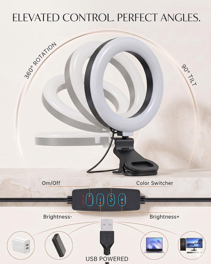 Ringlicht für Computer-Videokonferenz – Webcam-Licht für Monitor, Clip, Fernarbeit, Entfernung, Lern