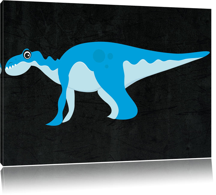 Pixxprint Niedlicher Dinosaurier schwarz, Format: 100x70 auf Leinwand, 100x70