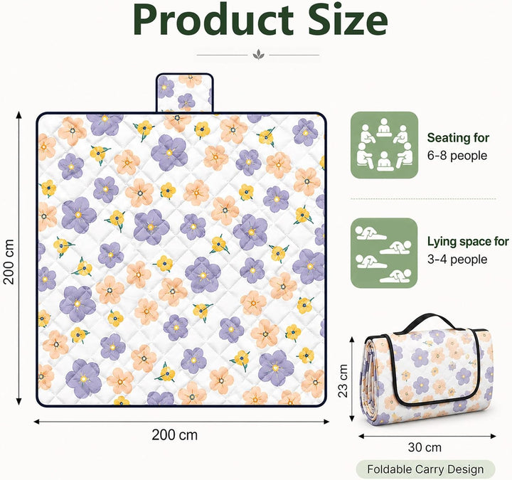 Outdoor Picknickdecke 200x200, Grosse Familien Picknickdecke Wasserdicht Waschbar Dicke Campingdecke